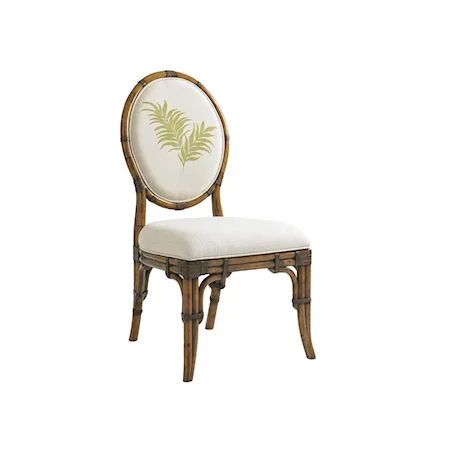 Quickship Gulfstream Oval Back Side Chair in Twin Palms